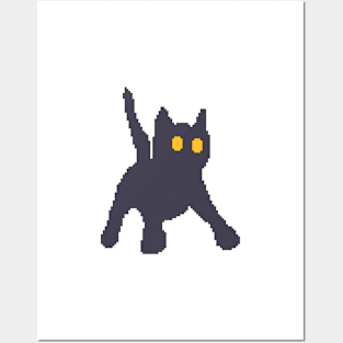 Funny Black Cat Meme Pixel Art Posters and Art